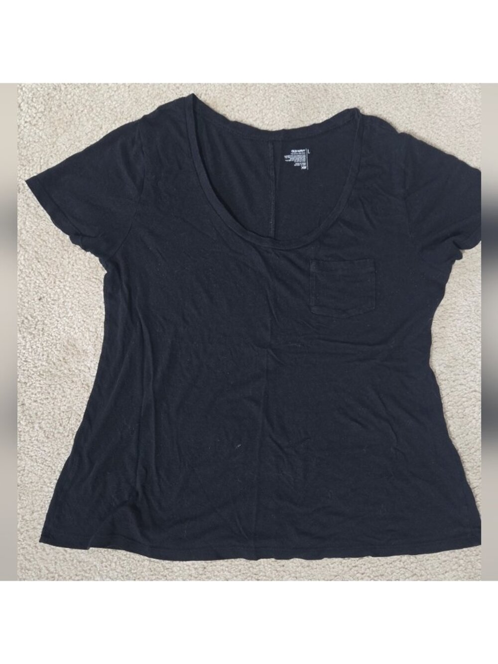 Black Pocket Short Sleeved T-Shirt Size Large